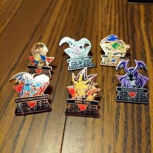 Six Vintage Yu-Gi-Oh 1” Enamel Pins Upper Deck (Swordstalker, Summoned Skull)